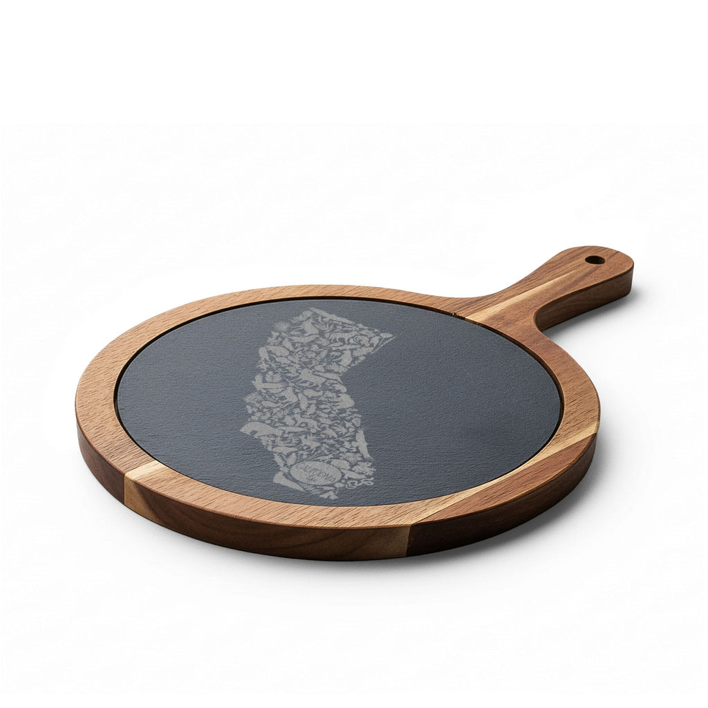 CA Life Engraved California Charcuterie Board with Slate Inset & Cheese Tools