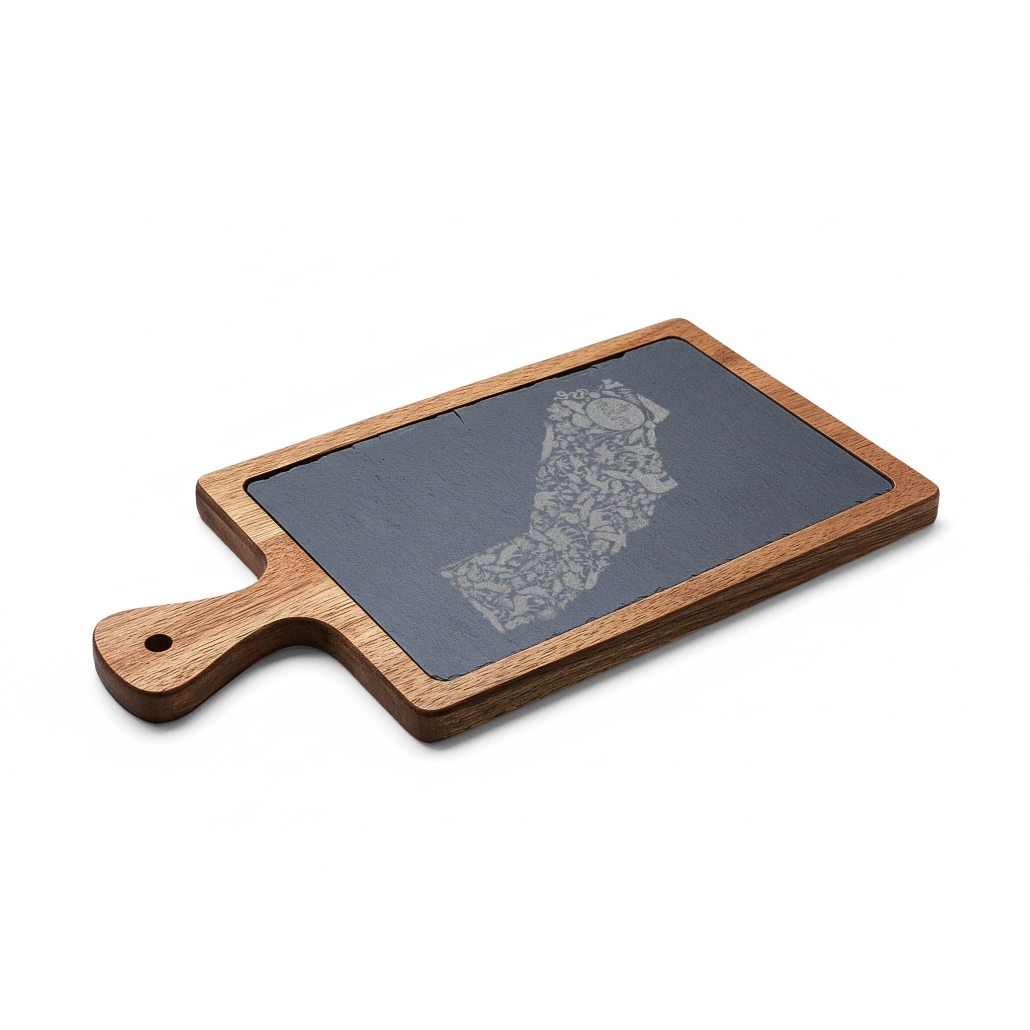 CA Life Engraved California Charcuterie Board with Slate Inset & Cheese Tools