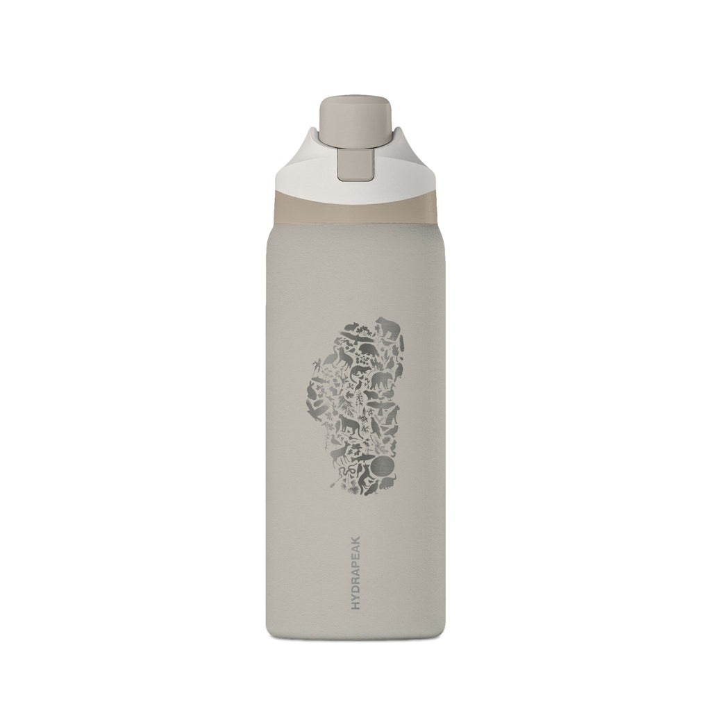 Tahoe Life Insulated Water Bottle — 32oz Oasis Hydro Flask with Minimal Stone Cluster Design