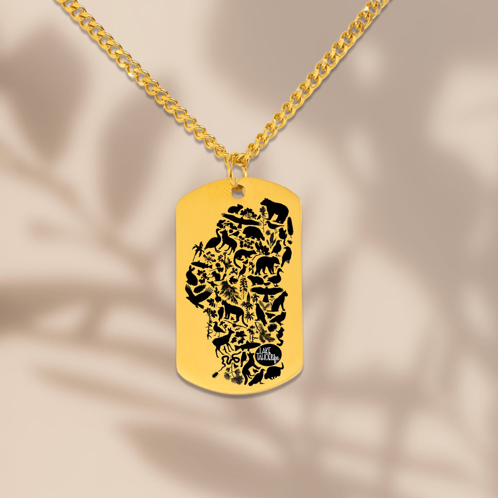 Lake Tahoe Life Wild and Rooted Cuban Tag Necklace