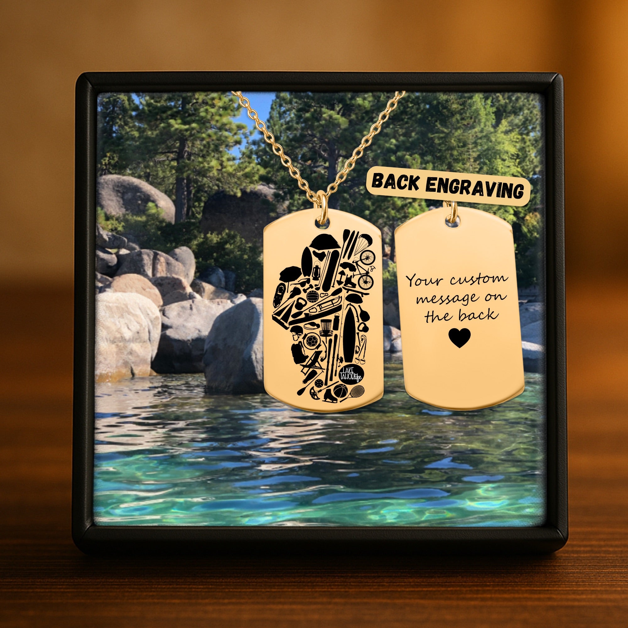 Lake Tahoe Life Recreation Tag Necklace