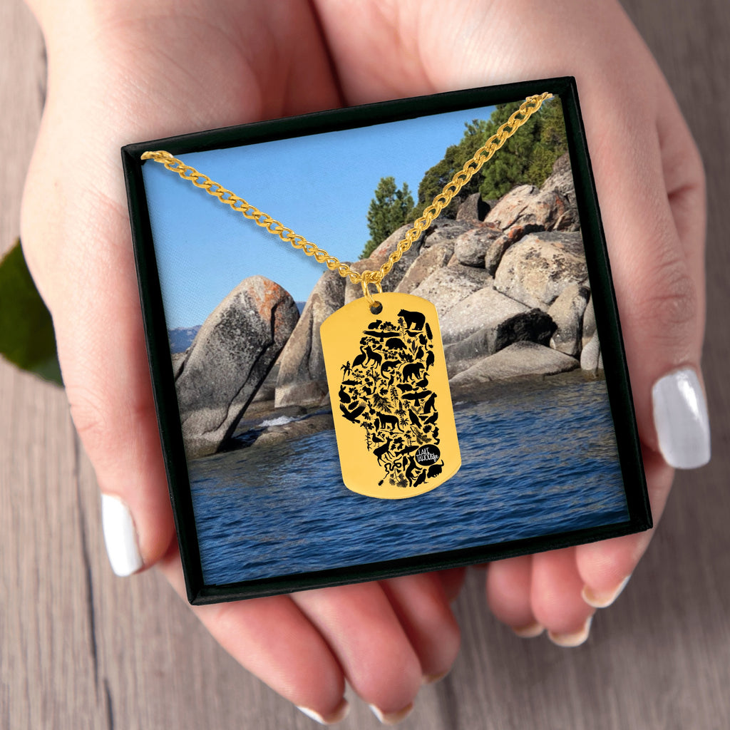 Lake Tahoe Life Wild and Rooted Cuban Tag Necklace