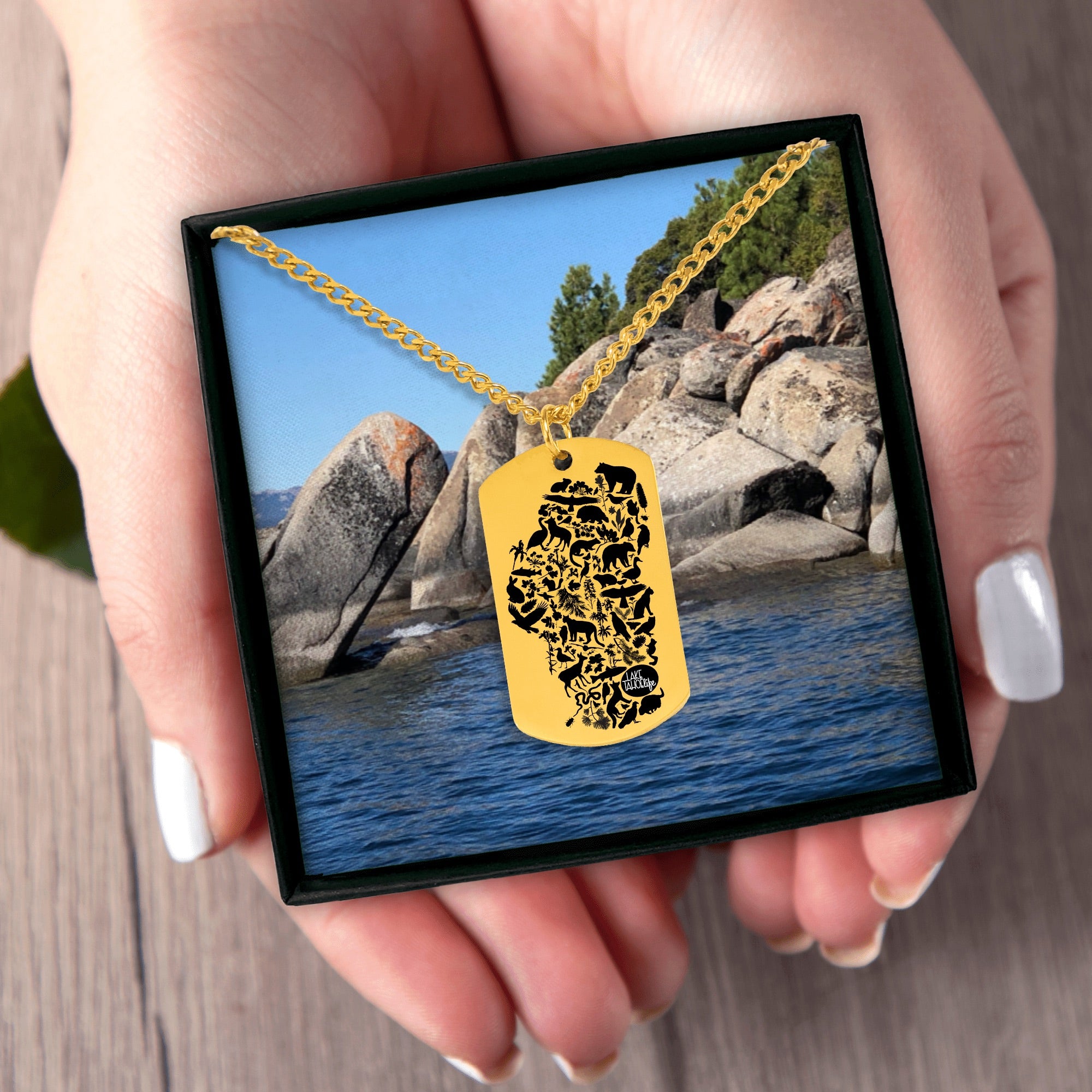 Lake Tahoe Life Wild and Rooted Cuban Tag Necklace