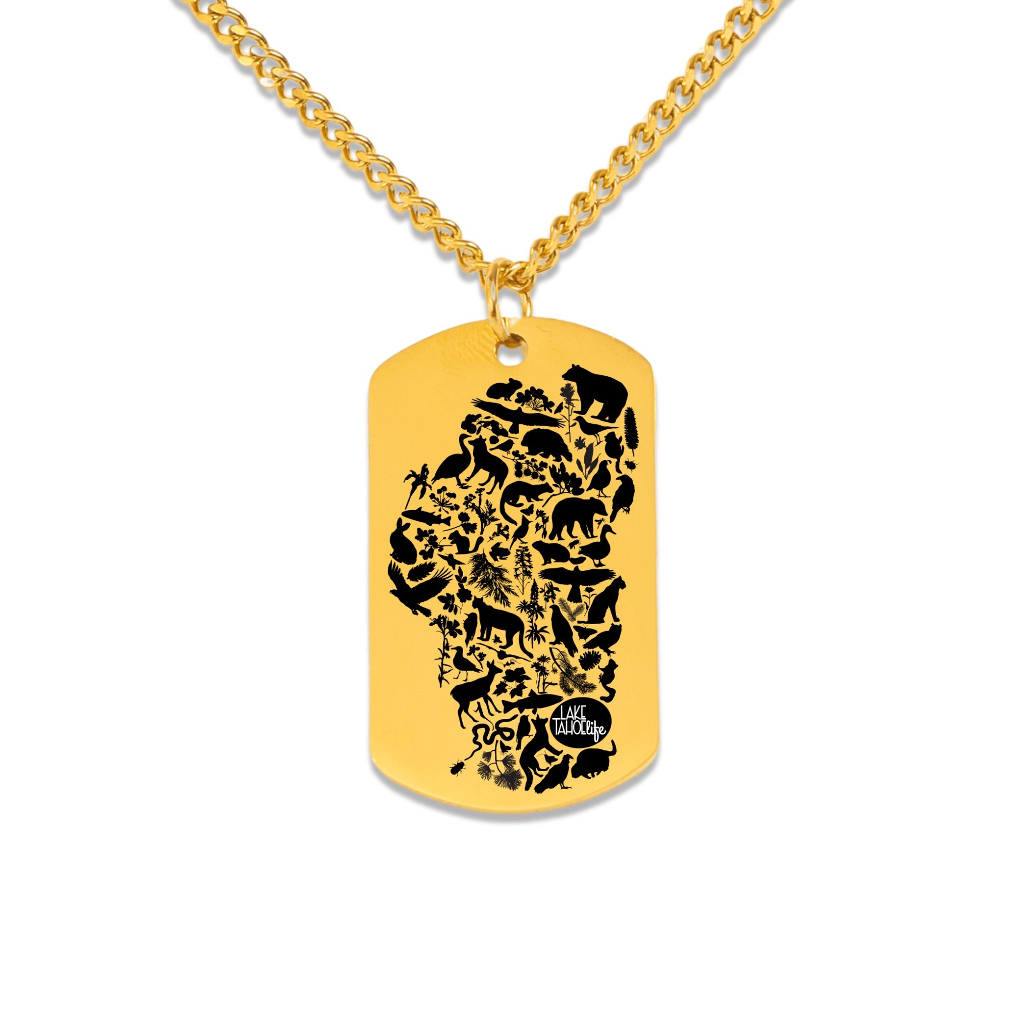 Lake Tahoe Life Wild and Rooted Cuban Tag Necklace