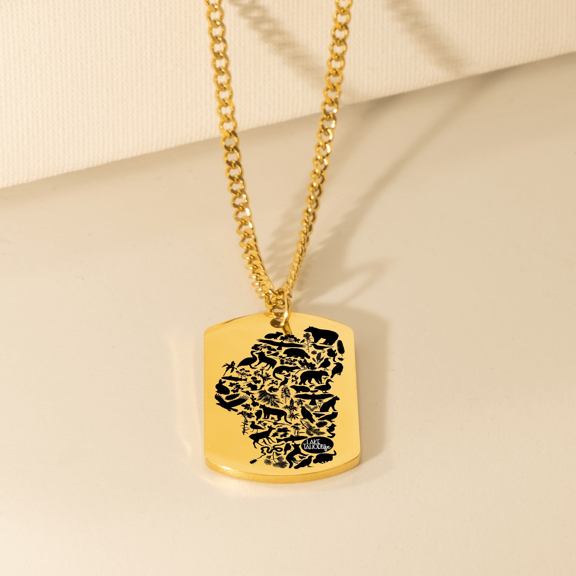 Lake Tahoe Life Wild and Rooted Cuban Tag Necklace