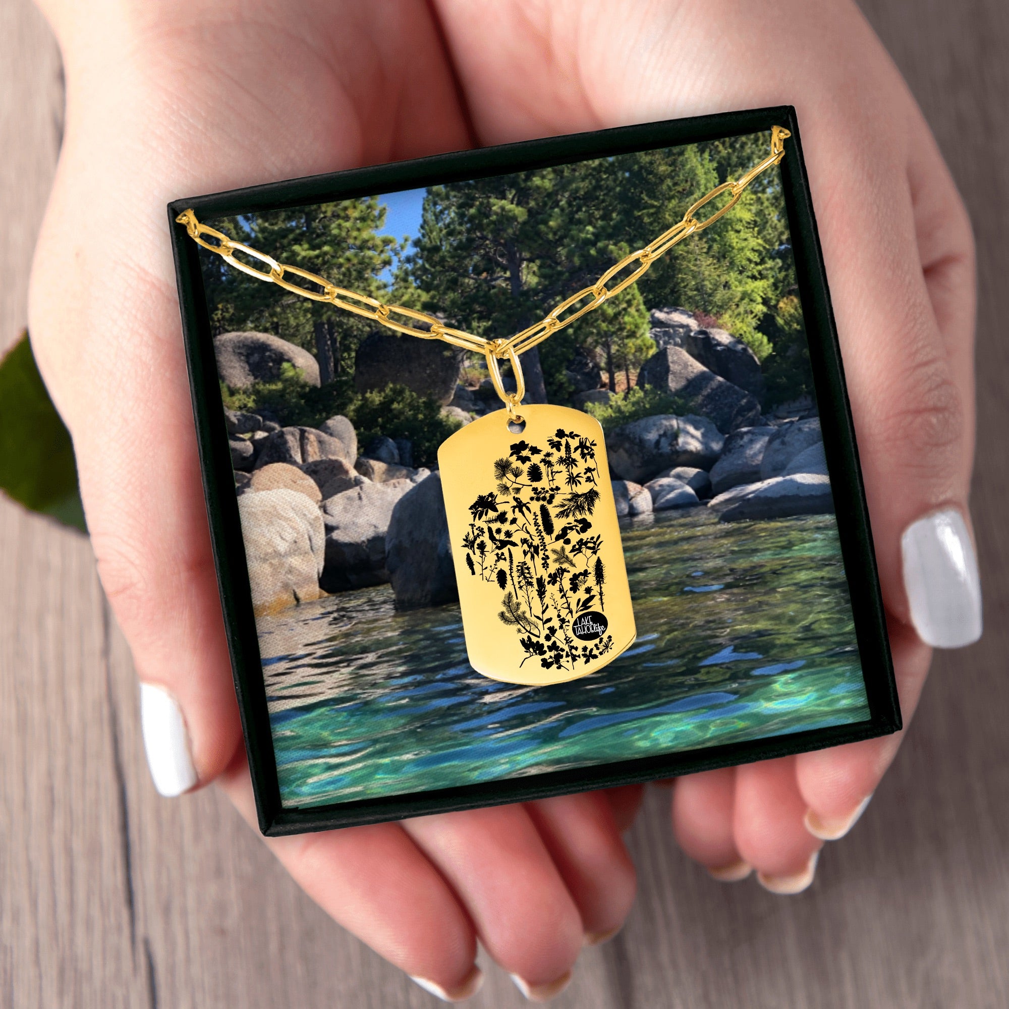 Lake Tahoe Life Rooted Paperclip Tag Necklace