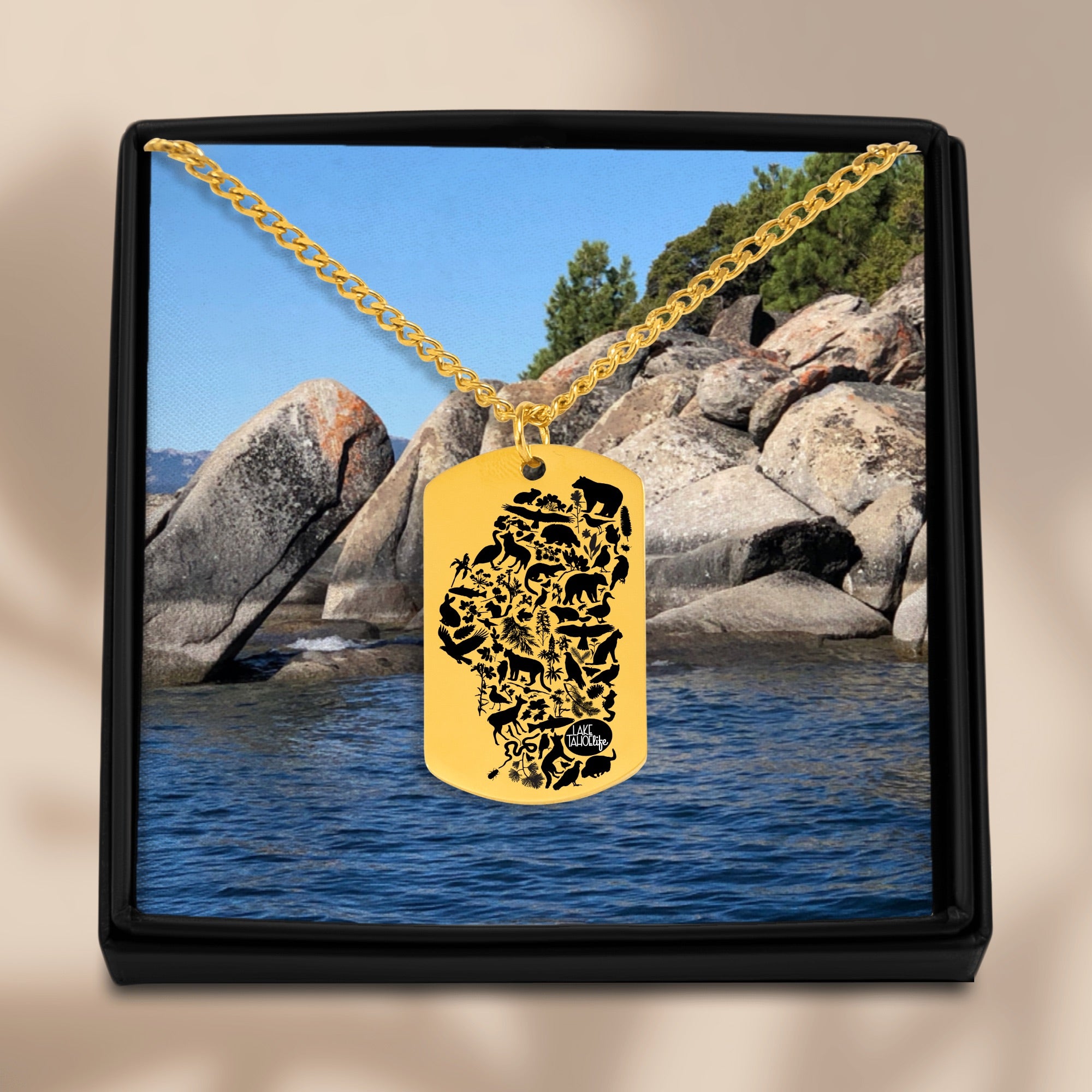 Lake Tahoe Life Wild and Rooted Cuban Tag Necklace