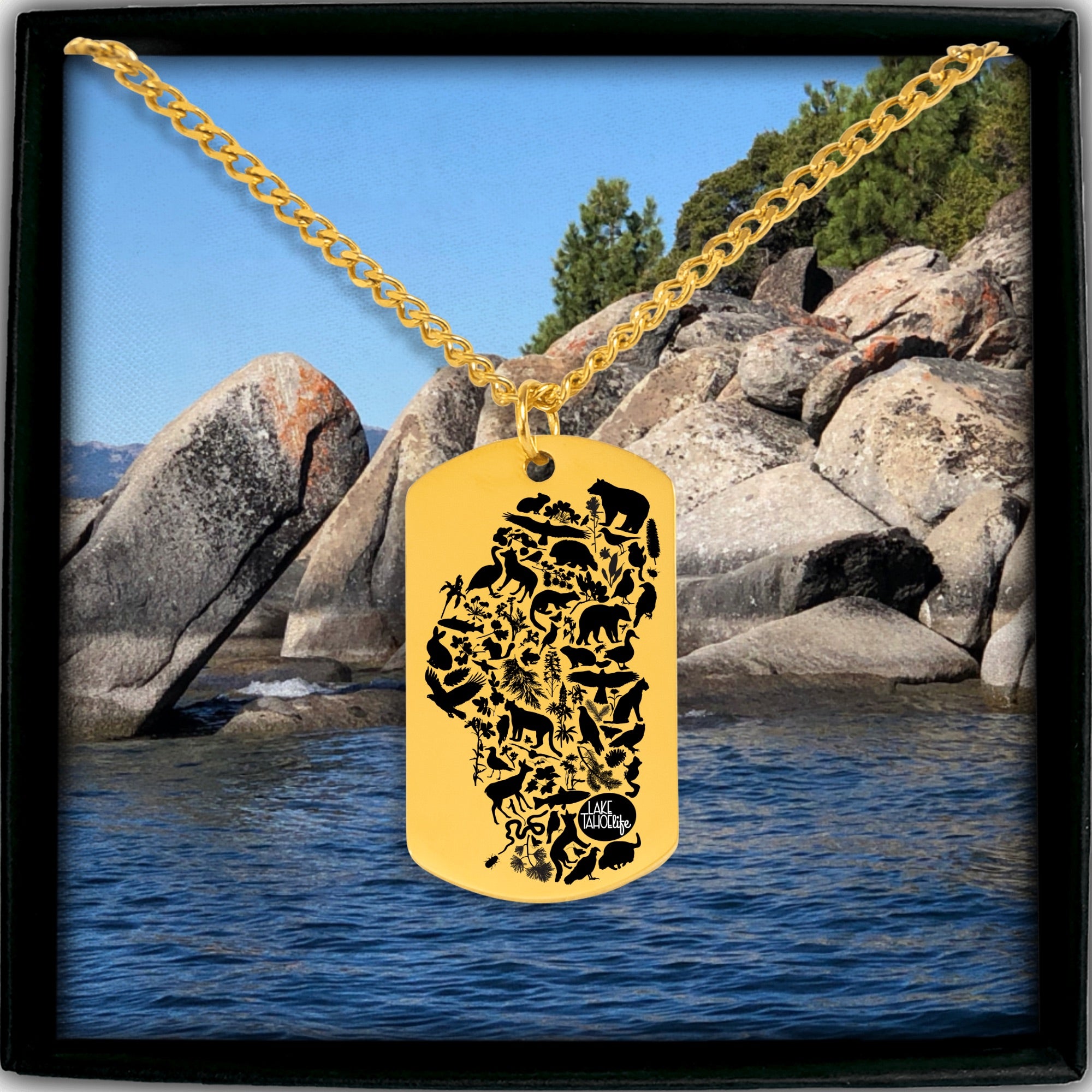Lake Tahoe Life Wild and Rooted Cuban Tag Necklace